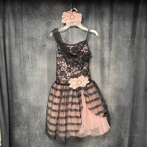 Weissman Pink and Black Floral Dance Costume